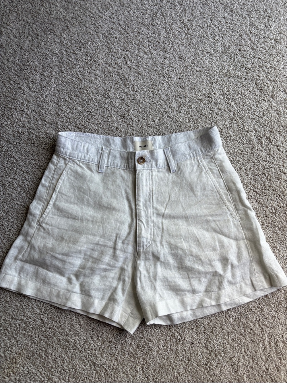 DL 1961 Classic Women's Linen-Blend White Shorts